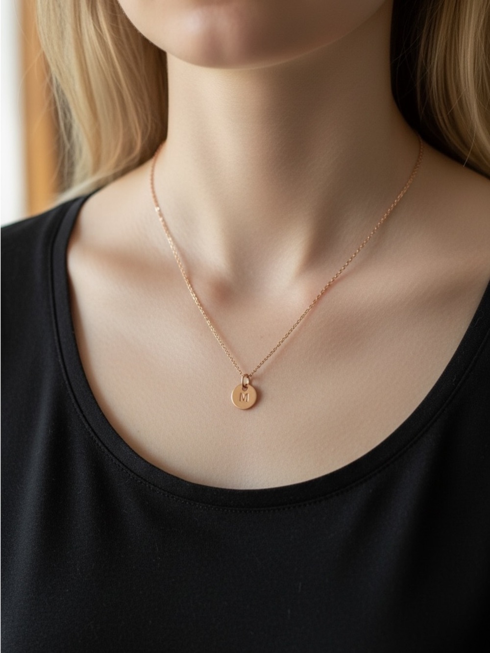 Personalized Initial Pendant Necklace - Rose Gold stainless steel